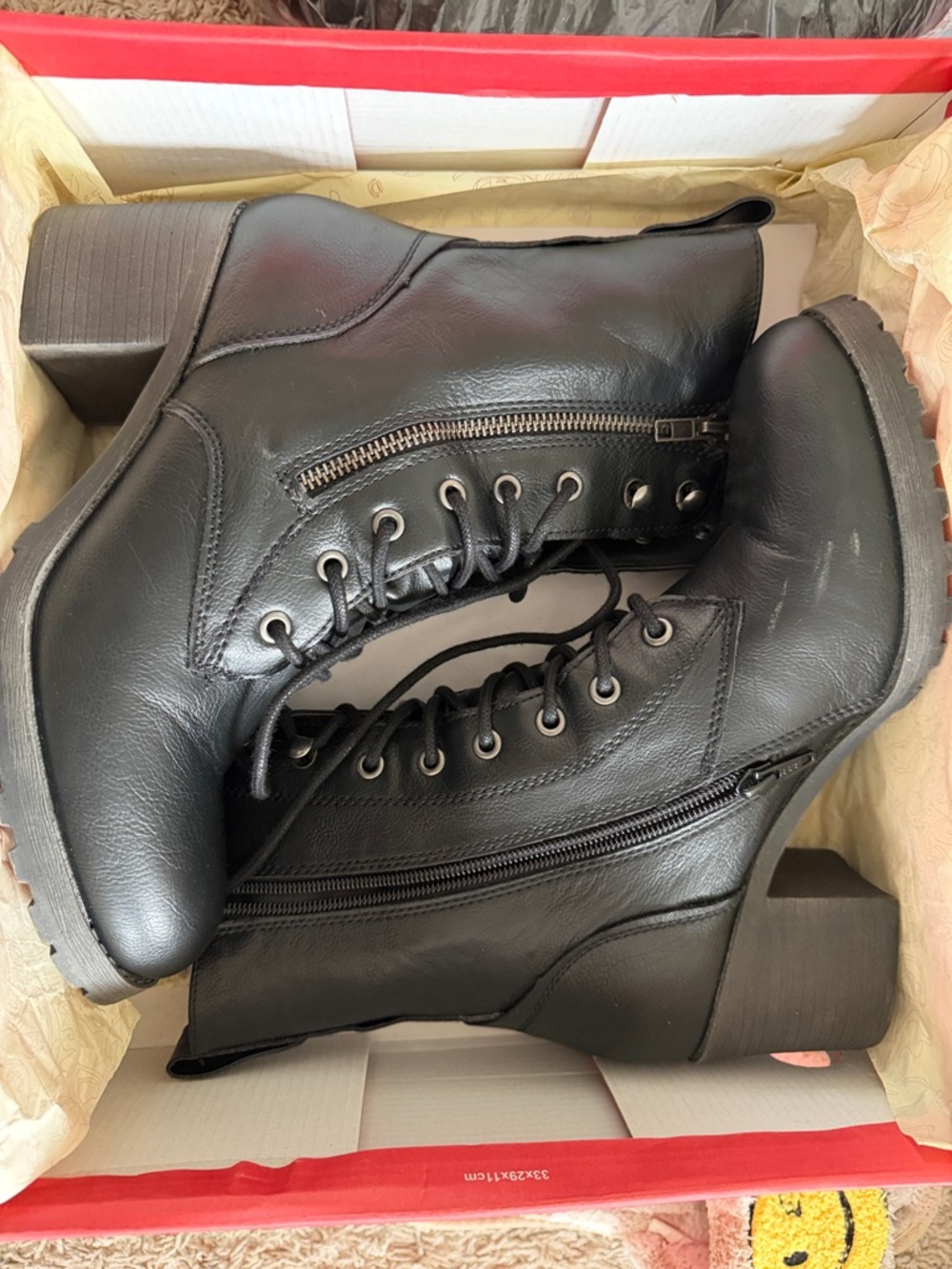 Black Lace-Up Leather Ankle Boots
